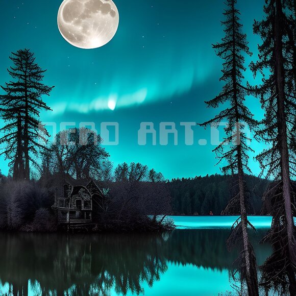 8" X 10" Blue Moon art print with 11" X 14" black mat included - Picture 3 of 4